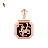 Octagon shapen portrait black enamel Zodiac Rose Gold Zodiac Pendant