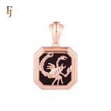 Octagon shapen portrait black enamel Zodiac Rose Gold Zodiac Pendant