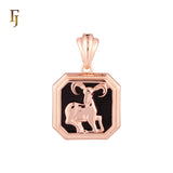 Octagon shapen portrait black enamel Zodiac Rose Gold Zodiac Pendant