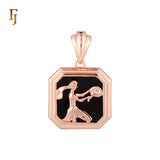 Octagon shapen portrait black enamel Zodiac Rose Gold Zodiac Pendant