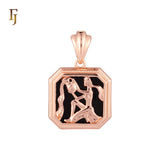 Octagon shapen portrait black enamel Zodiac Rose Gold Zodiac Pendant
