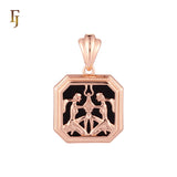 Octagon shapen portrait black enamel Zodiac Rose Gold Zodiac Pendant