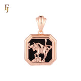 Octagon shapen portrait black enamel Zodiac Rose Gold Zodiac Pendant