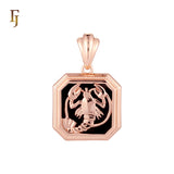 Octagon shapen portrait black enamel Zodiac Rose Gold Zodiac Pendant