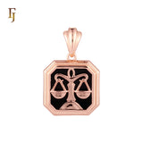 Octagon shapen portrait black enamel Zodiac Rose Gold Zodiac Pendant