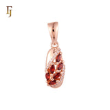 Cluster Marquise stones red Rose Gold Oval pendant