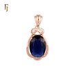 Halo the solitaire Oval Blue stone Rose Gold Solitaire Pendant