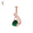 Ribbon of paved white CZs and Solitaire stone Rose Gold Fashion Pendant
