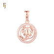 Halo cluster white CZs Rose Gold zodiac pendant