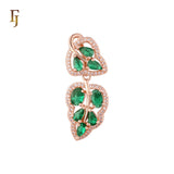 Leaves of Banana cluster green stones halo Rose Gold Fashion Pendant