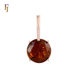 Giant rounded colorful solitaire CZ with white CZs Rose Gold two tone solitaire pendant