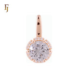 🔥 Double Ribbons clawed elegant Solitaire Colorful CZ Rose Gold Pendant
