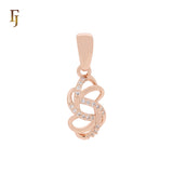 Colgante de oro rosa de dos tonos con circonitas blancas entrelazadas y cintas giratorias