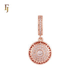 Double Halo white CZs Greey key Rose Gold Pendant