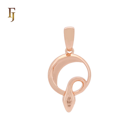 Circular snake of white CZs Rose Gold two tone Pendant