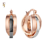 Gold Triple Hoop Earrings for Women – Intertwined Bold Statement Hoops – FJ Jewelry