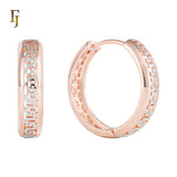 Greek Key Gold Hoop Earrings for Women | 18K Gold Plated Classic Patterned Huggie Hoops | FJ Fallon Jewelry