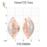 Rose Gold and White Filigree Russian Lock Earrings with Leaf Shape Cutout Design – FJ Jewelry