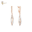 Marquise etched cage Rose Gold two tone drop Russian Lock Earrings
