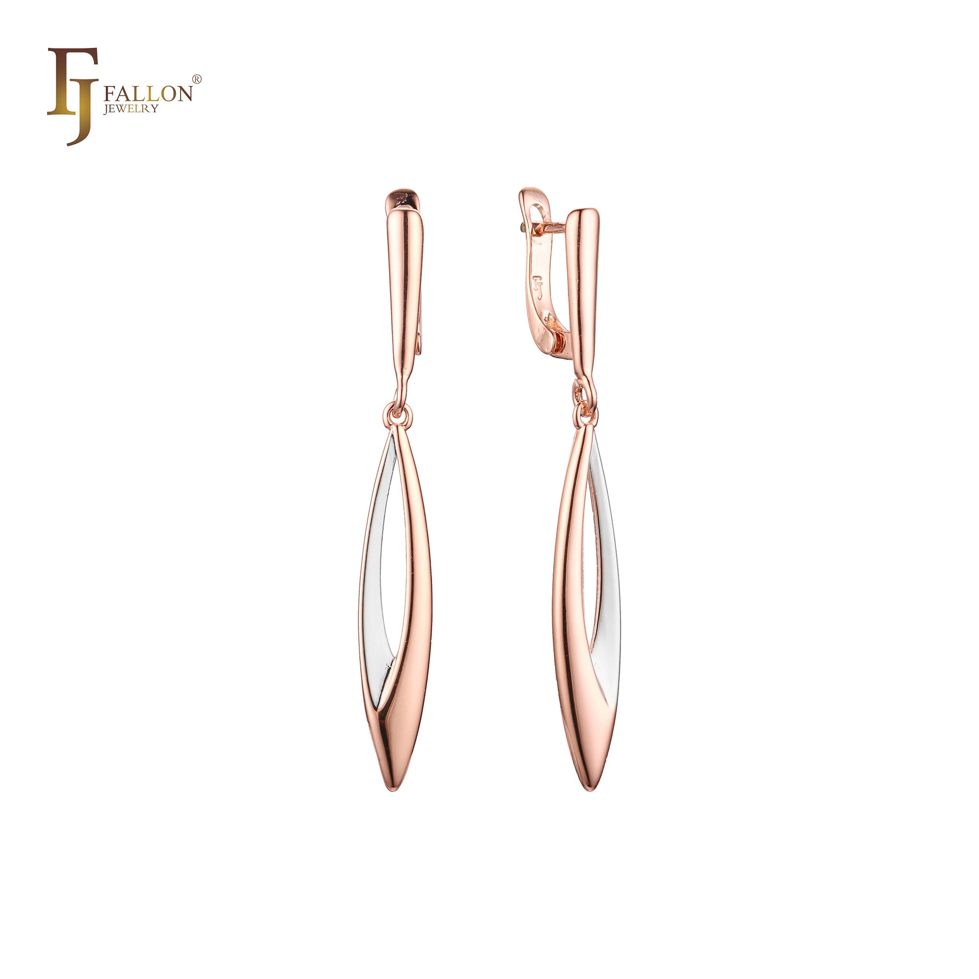 Tall earrings in 14K Gold, Rose Gold two tone plating colors