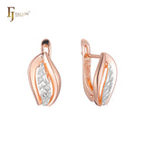 Flamme und Blätter 14K Gold, Roségold, zweifarbige Ohrringe