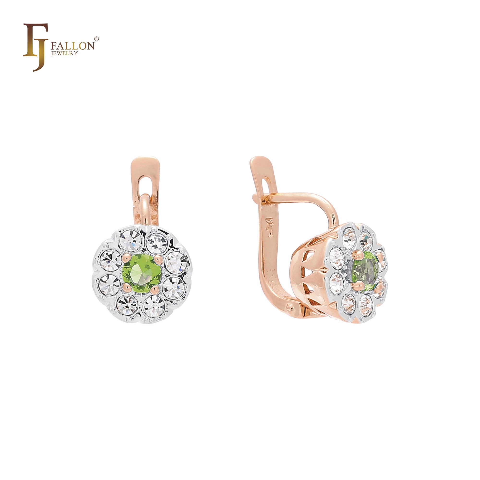 Aretes de racimo en Oro de 14K, Oro Rosa, baño de dos colores