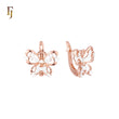 The great butterfly of white CZs Rose Gold two tone Russian Lock Earrings