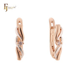 Double spinning ribbons Rose Gold two tone Russian Lock Earrings
