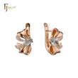 Elegant Ribbon of solitaire Marquise stone Rose Gold two tone Russian Lock Earrings