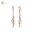 Multi twisted water drop paved white CZs drop Russian Lock Earrings
