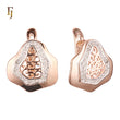 Rose Gold Plated Russian Lock Earrings with CZ and Vintage Filigree Design