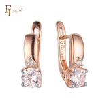 Solitaire earrings in 14K Gold, Rose Gold, two tone plating colors