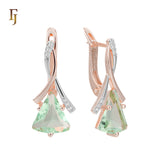 🔥 Gold Russian Lock Earrings – Blue Triangle CZ Drop with Crisscross Pavé Design | Elegant Non-Tarnish Jewelry by FJ