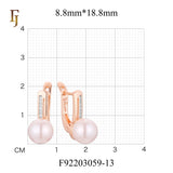 Gold-Plated Russian Lock Earrings with Simulated Pearl Drop and CZ Accents – Elegant Bridal Jewelry