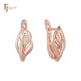 Leaves earrings in 14K Gold, Rose Gold, two tone plating colors