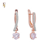 Solitaire drop cluster earrings plated in 14K Gold, Rose Gold, two tone
