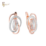 Solitär-Marquise-Ohrringe aus 14 Karat Gold und Roségold, zweifarbig