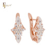 Luxurious thousand cluster white CZs flower Rose Gold two tone Russian Lock Earrings
