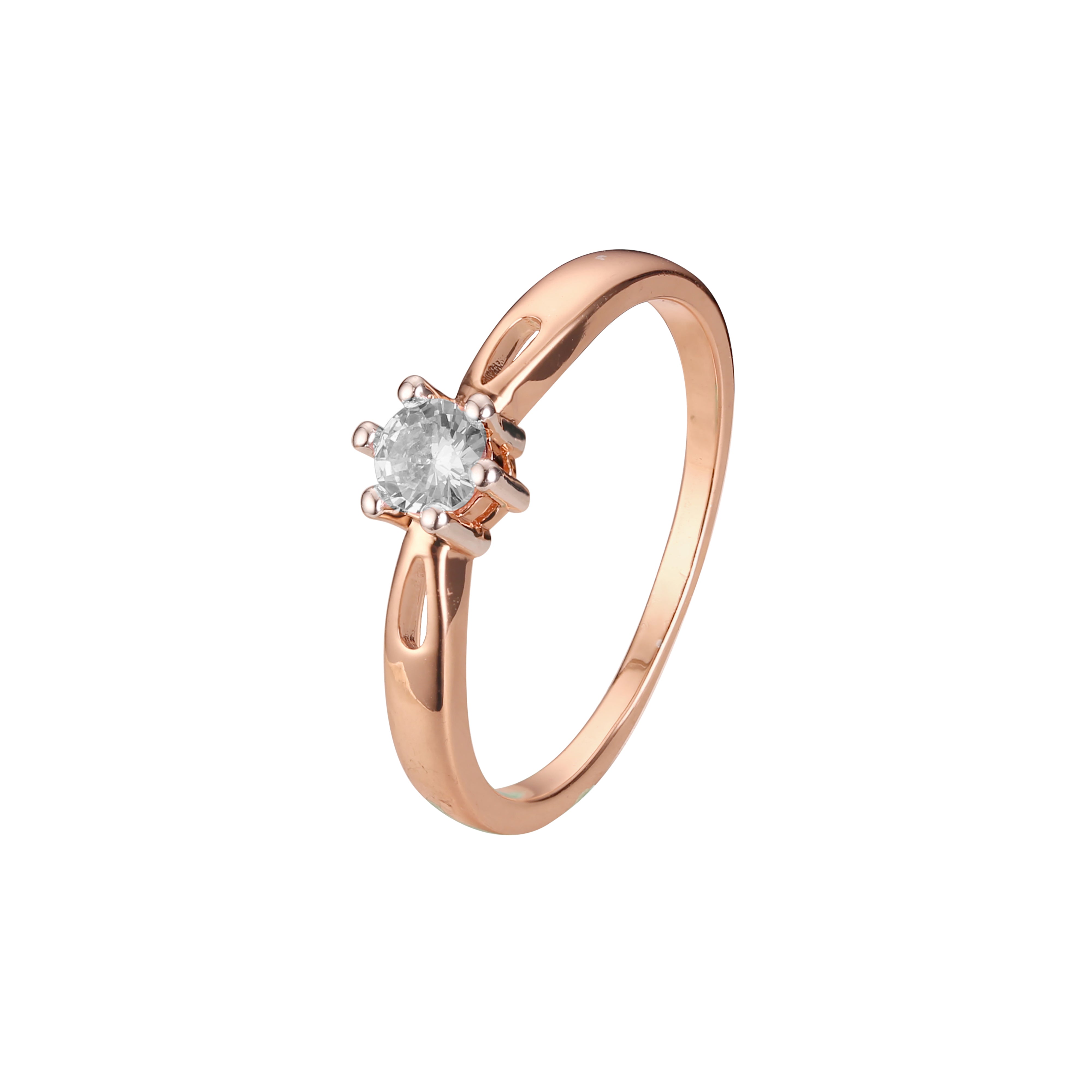 Classic Silver Solitaire Ring with Round White CZ in Six-Prong Setting – FJ Jewelry
