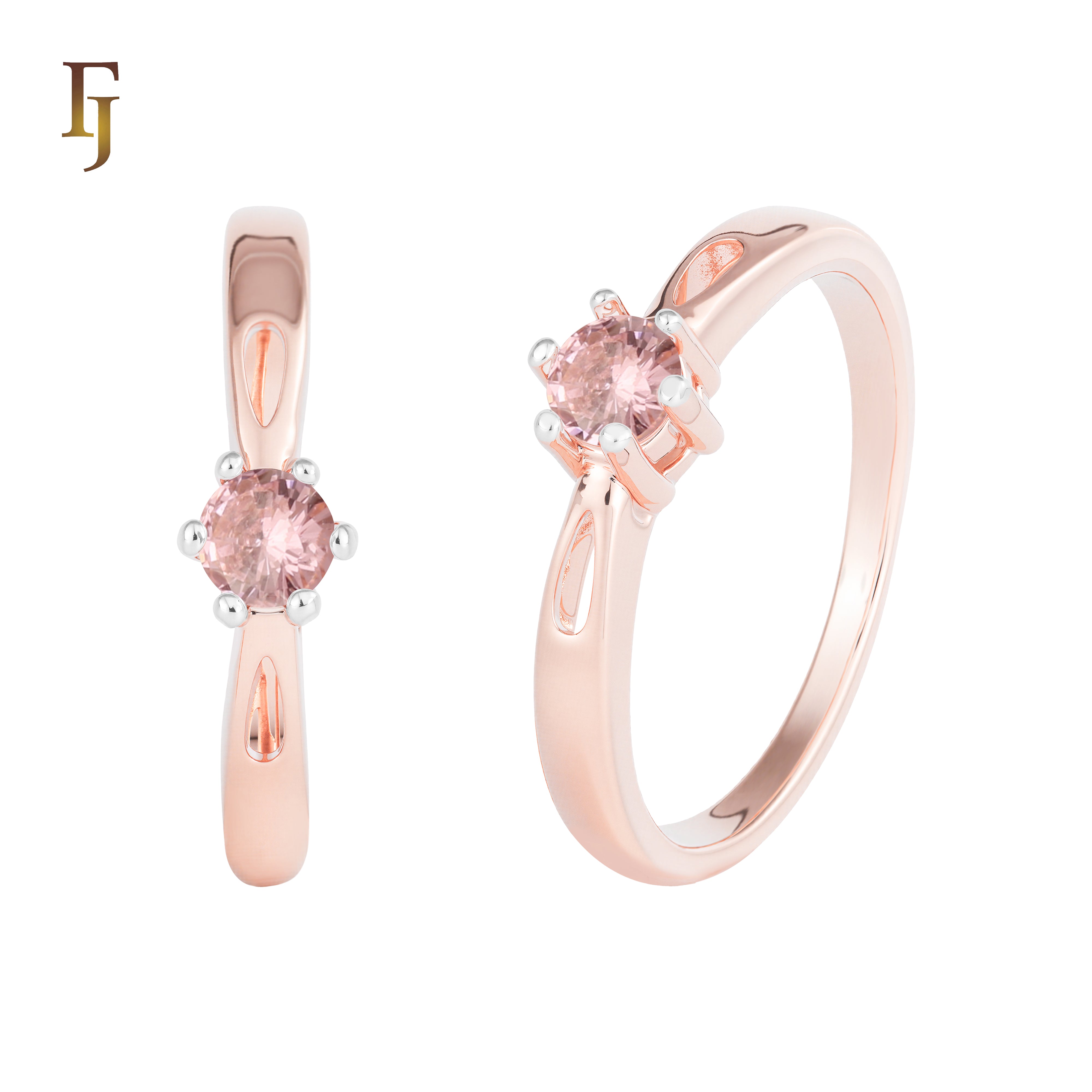 Classic Silver Solitaire Ring with Round White CZ in Six-Prong Setting – FJ Jewelry