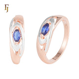 Rose Gold two tone solitaire marquise blue Elegant Rose Gold Blue CZ Marquise Ring with White Accent – Fashion Jewelry by FJ