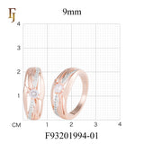 Rose Gold Ring with Round White CZ and Streamlined Accent – Elegant Fashion Jewelry by FJ