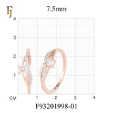 Elegant Rose Gold Ring with White CZ and Curved Accent – Classic Sparkle by FJ