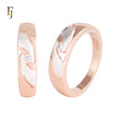Stylish Rose Gold Band Ring with White Enamel and CZ – Modern Twist by FJ