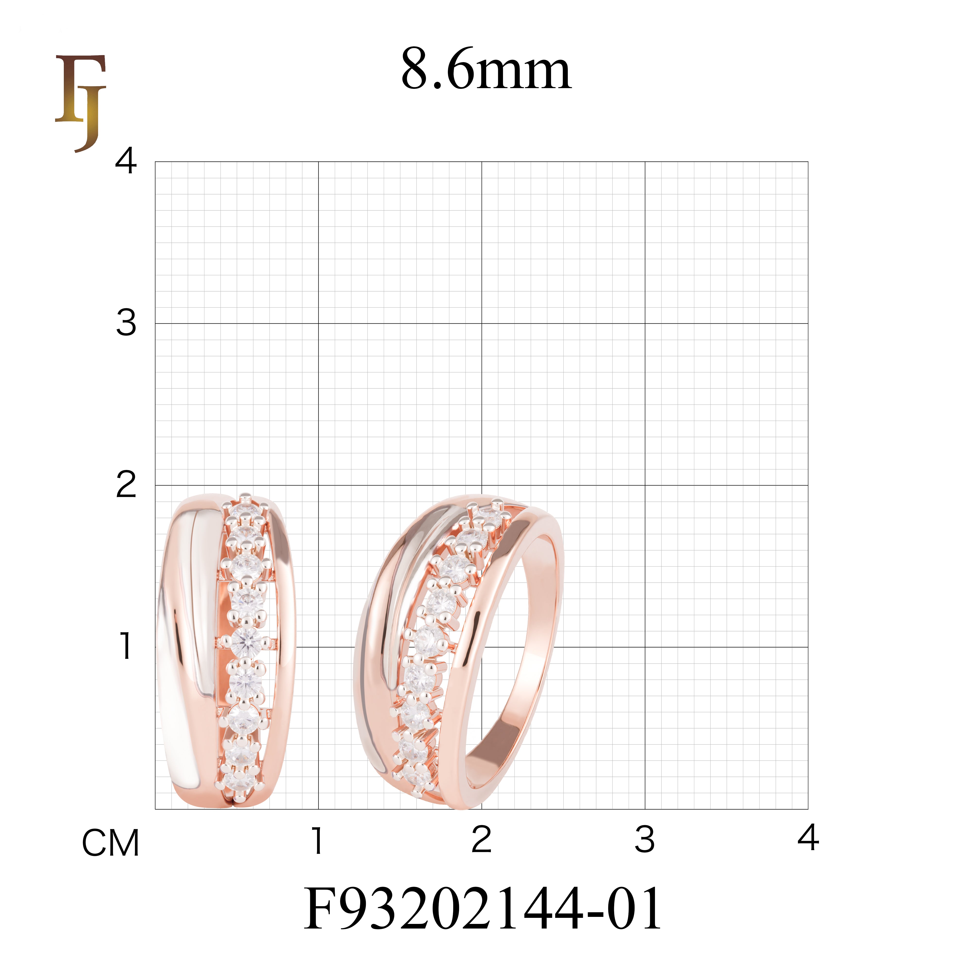 Two-Tone Rose Gold and Silver Band Ring with Sparkling CZ Accents – FJ Jewelry