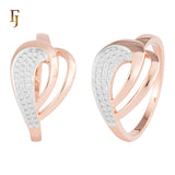 Elegant Openwork Rose Gold Ring with CZ Pave Accents – Leaf Motif by FJ