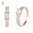 Classic Solitaire Rose Gold Ring with CZ Accents – Timeless Design by FJ