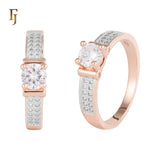 Classic Solitaire Rose Gold Ring with CZ Accents – Timeless Design by FJ