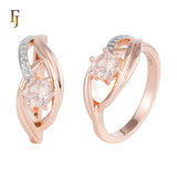 Silver Twist Band Ring with Green Round CZ and Pave Accents – FJ Jewelry