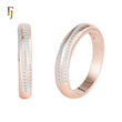 Rose Gold Band Ring with Double Row CZ Inlay | Classic Wedding or Promise Ring | FJ Fallon Jewelry